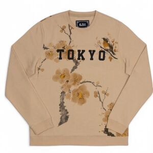 Blind Rooster Tokyo Silk Screened Cherry Blossom Crewneck Sweatshirt size L